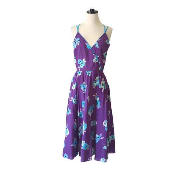 Vintage 60s 70s Dress Womens 11 M Purple Floral MCM Housewife Babydoll Frock - Picture 13 of 16